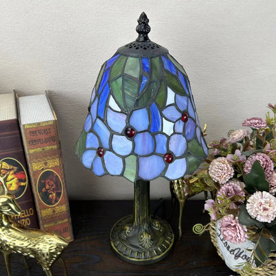 Traditionelle Tiffany Legierung Glas Dome Blume 1-Licht Tischlampe für Nachttisch 