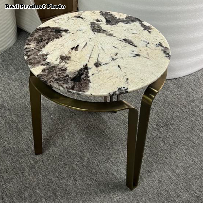 Zeitgenössischer Luxus-Runder Marmortisch mit Edelstahl für das Wohnzimmer 