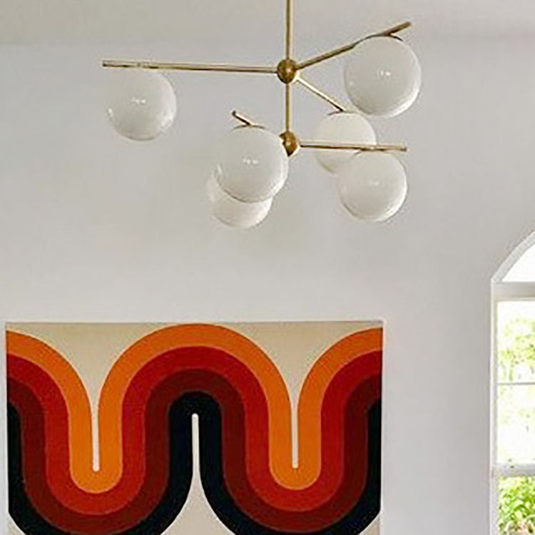 Zeitgenössische nordische Kugelzweig-Deckenleuchte aus Eisen und Kupferglas mit 3/6 Lichtern, halbbündige Deckenmontage für Wohnzimmer 