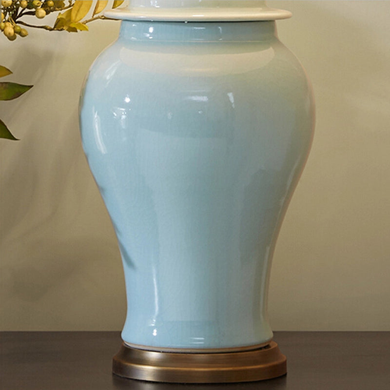 Lampe de table 1 lumière en céramique rustique traditionnelle avec vase conique pour étude 