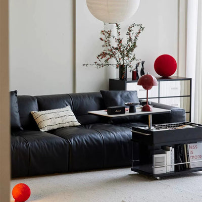 Moderner minimalistischer rechteckiger Holzplatten-Glas-Edelstahl-Beistelltisch mit 3-Staufächern, anhebbar für das Wohnzimmer 