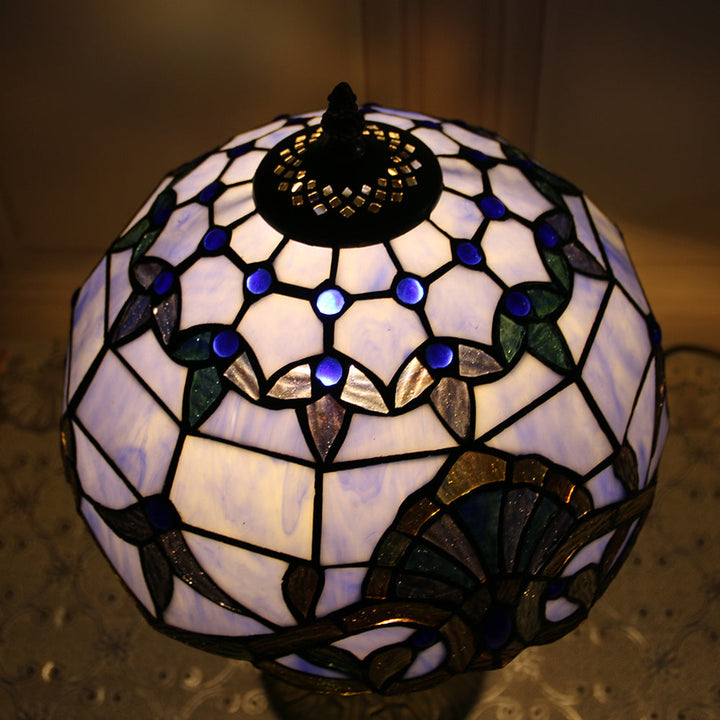 Lampe de table 1 lumière avec base en résine et vitrail Tiffany traditionnel libellule pour maison ou bureau 