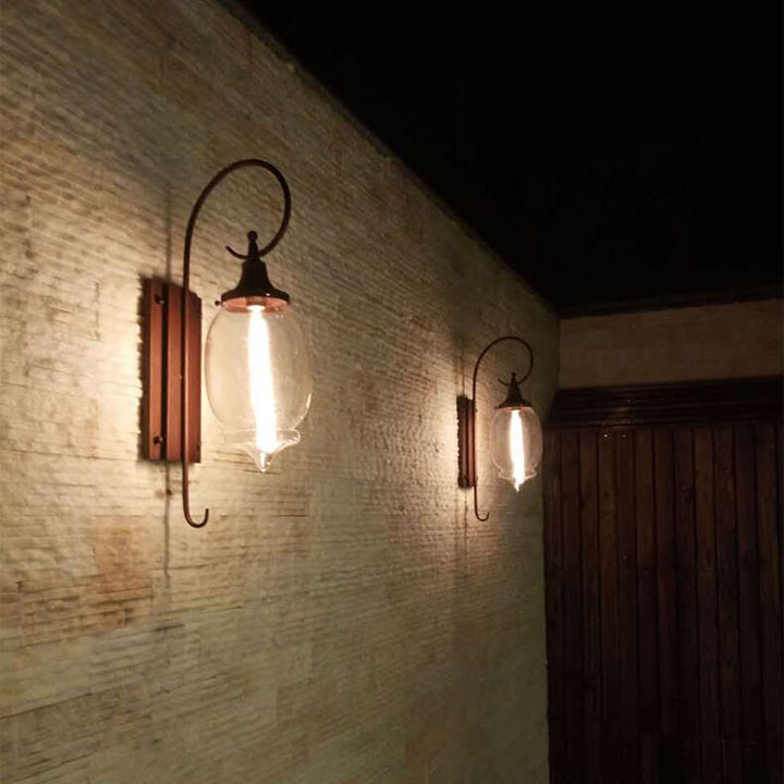 European Minimalist Glass Cup Shade Iron 1-Light Wall Sconce Lamp