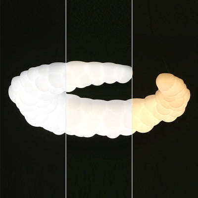 Moderner minimalistischer Crescent PE-Eisen-LED-Kronleuchter für Schlafzimmer 