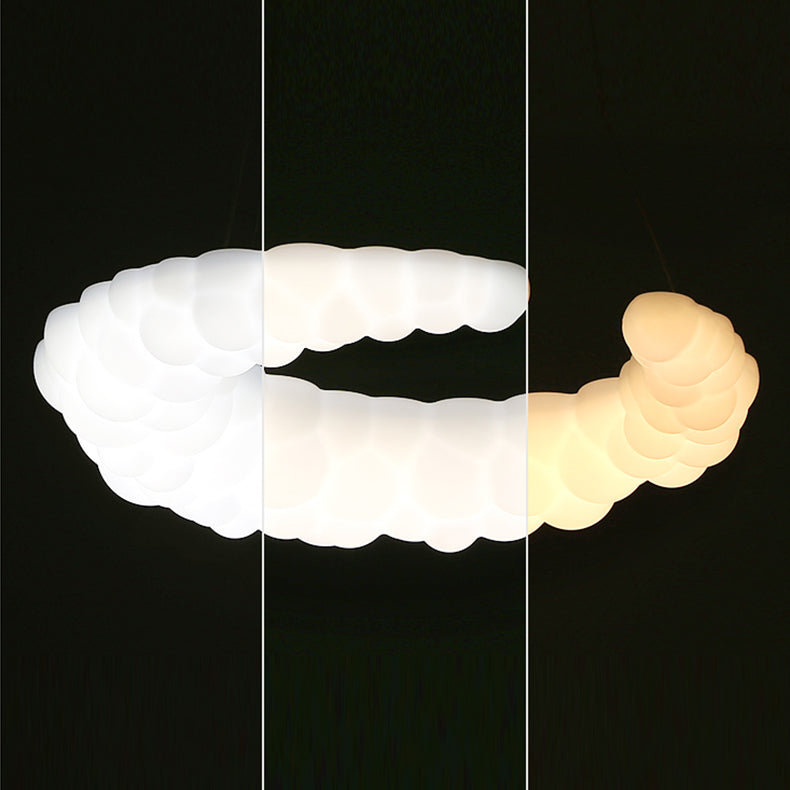 Moderner minimalistischer Crescent PE-Eisen-LED-Kronleuchter für Schlafzimmer 