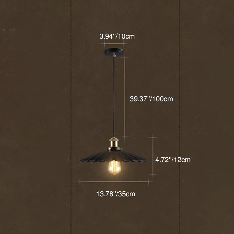Contemporary Industrial Iron Scalloped Shade 1-Light Pendant Light For Living Room &amp; Dining Room