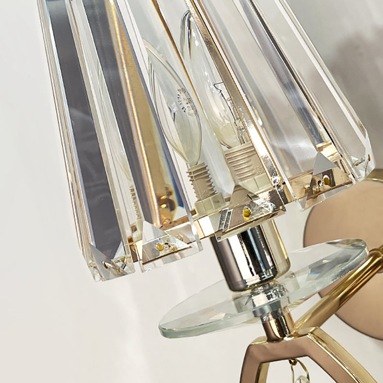 Modern Luxury Metal Iron Stainless Steel Crystal Ball Cylinder 1-Light Wall Sconce Lamp For Bedside