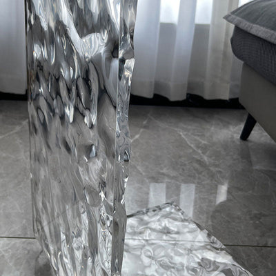 Zeitgenössischer nordischer quadratischer rechteckiger Ripple C-förmiger Beistelltisch eingebettet für das Wohnzimmer 