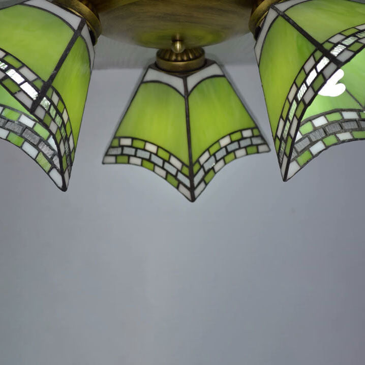 Éclairage semi-encastré à 3 lumières avec corne en verre teinté Tiffany Light Luxury 