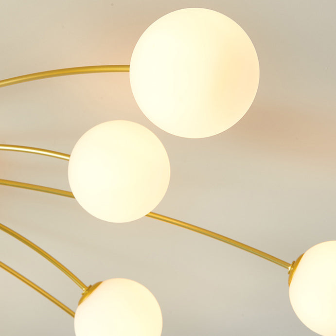 Moderne Luxus Runde Kugel Eisen Glas 10/12/16 Licht Semi-Flush Mount Deckenleuchte für Wohnzimmer 
