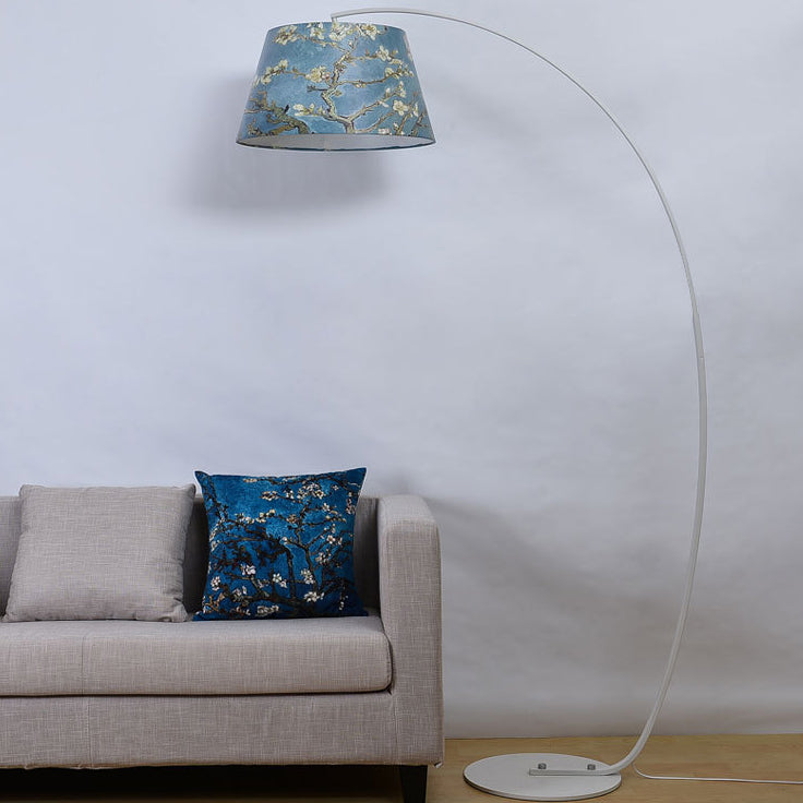 Lámpara de pie moderna de lujo ligero de hierro forjado con cilindro curvado de 1 luz 