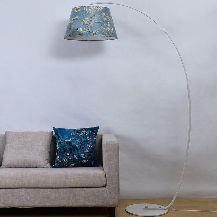 Lámpara de pie moderna de lujo ligero de hierro forjado con cilindro curvado de 1 luz 
