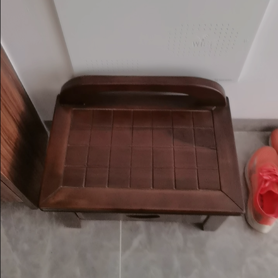 Tabouret bas carré à grille en bois massif chinois traditionnel avec dossier pour salon 