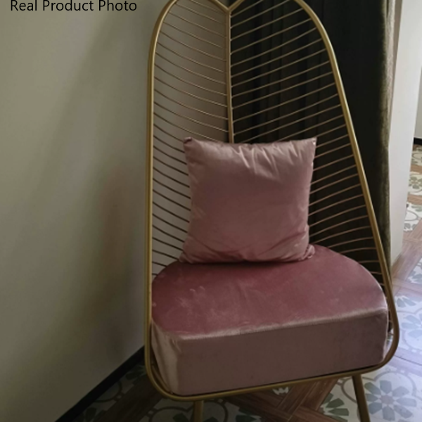Contemporary Nordic Velvet Upholstered Banana Leaf Metal Frame Accent Chair Backrest For Living Room