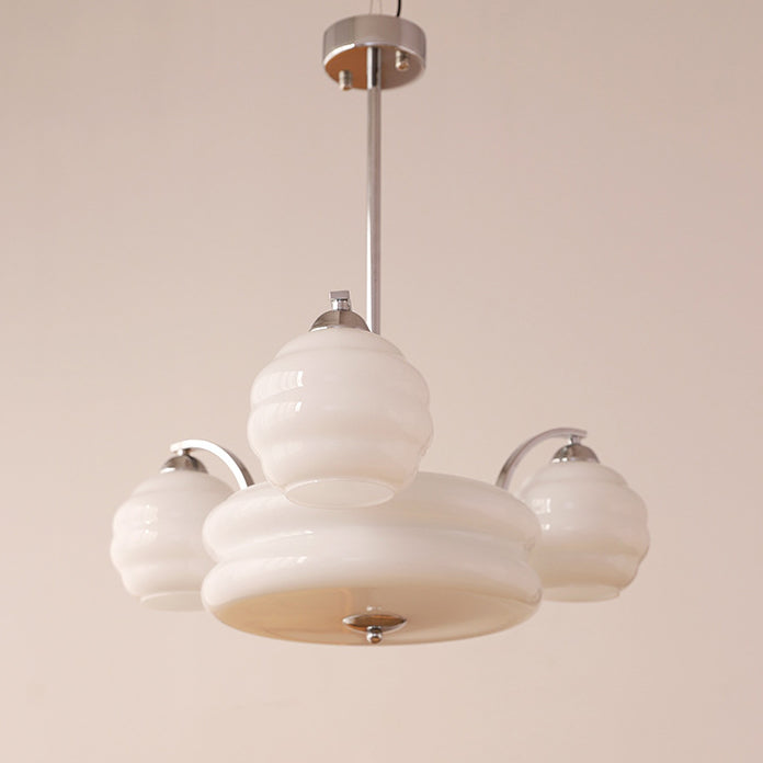 Lustre Moderne à Branches Courbées Style Mi-Siècle avec Baguette Ronde et Globes en Verre et Fer 4/6/8 Lumières pour Salon 