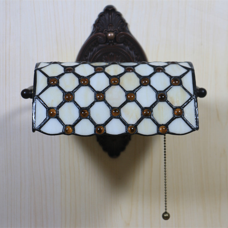 Tiffany Lucite Beads Stained Glass 1-Light Wall Sconce Lamp