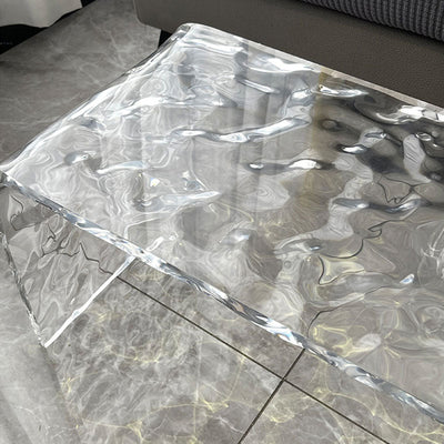 Zeitgenössischer nordischer quadratischer rechteckiger Ripple C-förmiger Beistelltisch eingebettet für das Wohnzimmer 