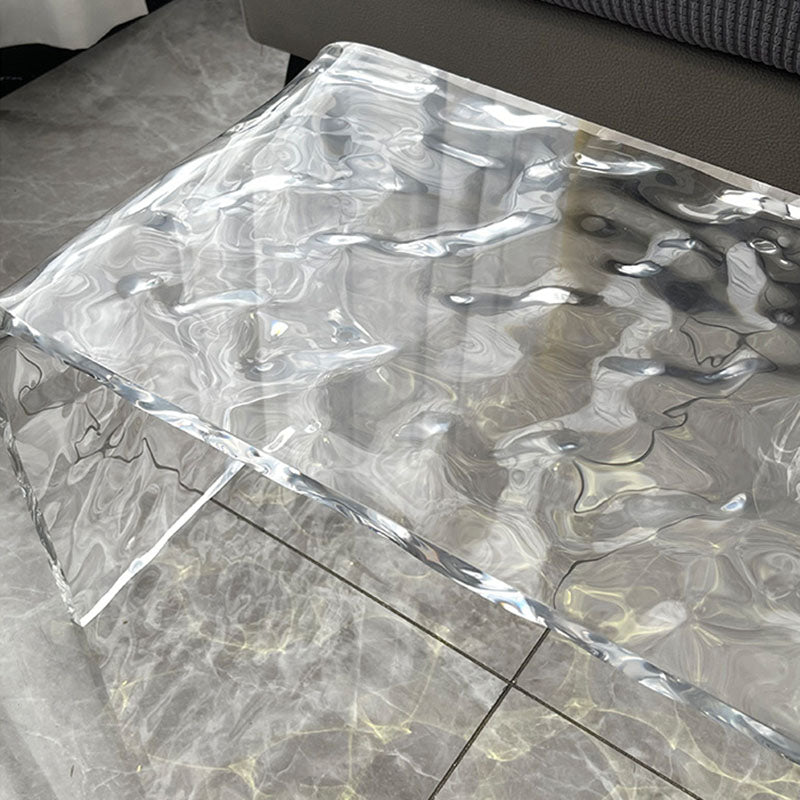Zeitgenössischer nordischer quadratischer rechteckiger Ripple C-förmiger Beistelltisch eingebettet für das Wohnzimmer 