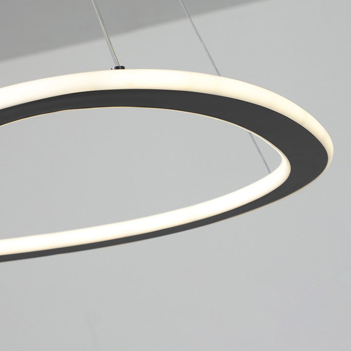 Moderne minimalistische Eisen Silica Runde Streifen LED Kronleuchter für Esszimmer 