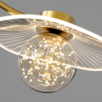 Zeitgenössische kreative Sonnenuntergang Projektion Hardware Lotusblatt Acryl LED Kronleuchter für Wohnzimmer 