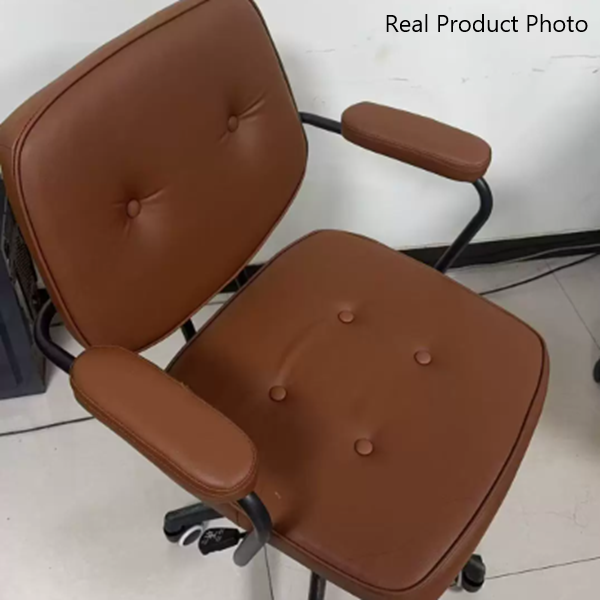 Moderner minimalistischer Schreibtischstuhl aus Nappaleder und Nylon mit rechteckiger Rückenlehne und Armlehne für das Home Office 