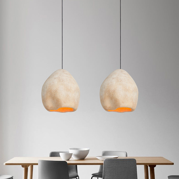 Lámpara colgante de 1 luz de imitación de piedra irregular japonesa tradicional para sala de estar 