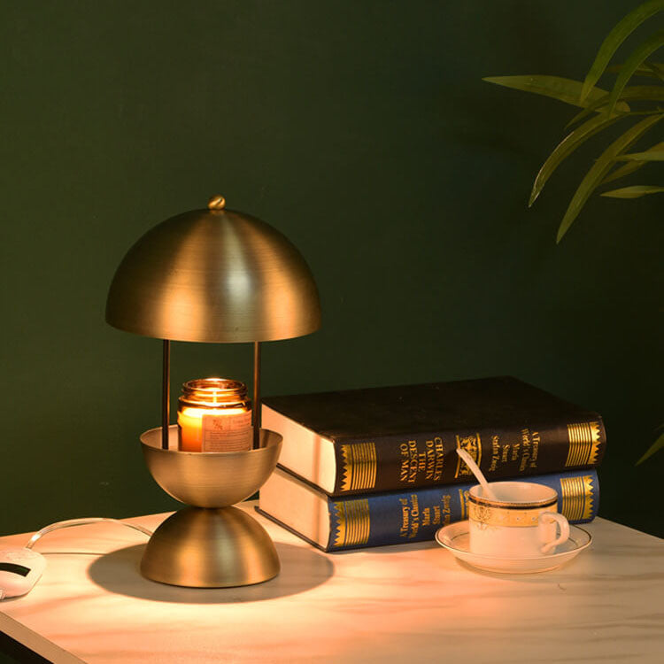 Industrial Brass Color Dome Metal 1-Light Melting Wax Table Lamp