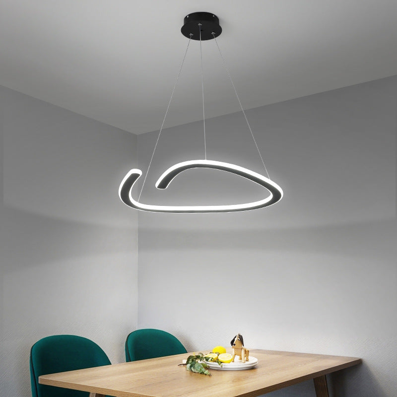 Moderne minimalistische Eisen Silica Runde Streifen LED Kronleuchter für Esszimmer 