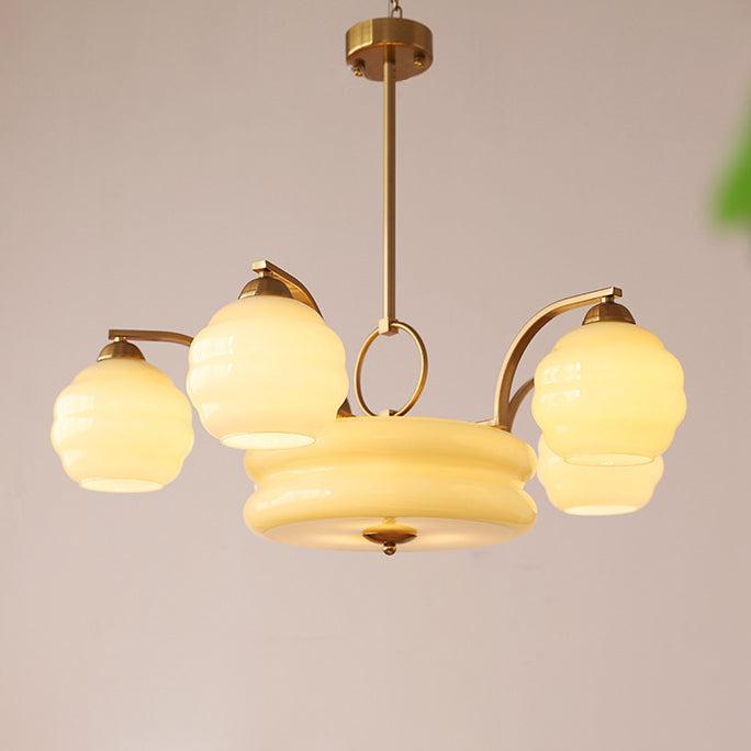 Lustre Moderne à Branches Courbées Style Mi-Siècle avec Baguette Ronde et Globes en Verre et Fer 4/6/8 Lumières pour Salon 