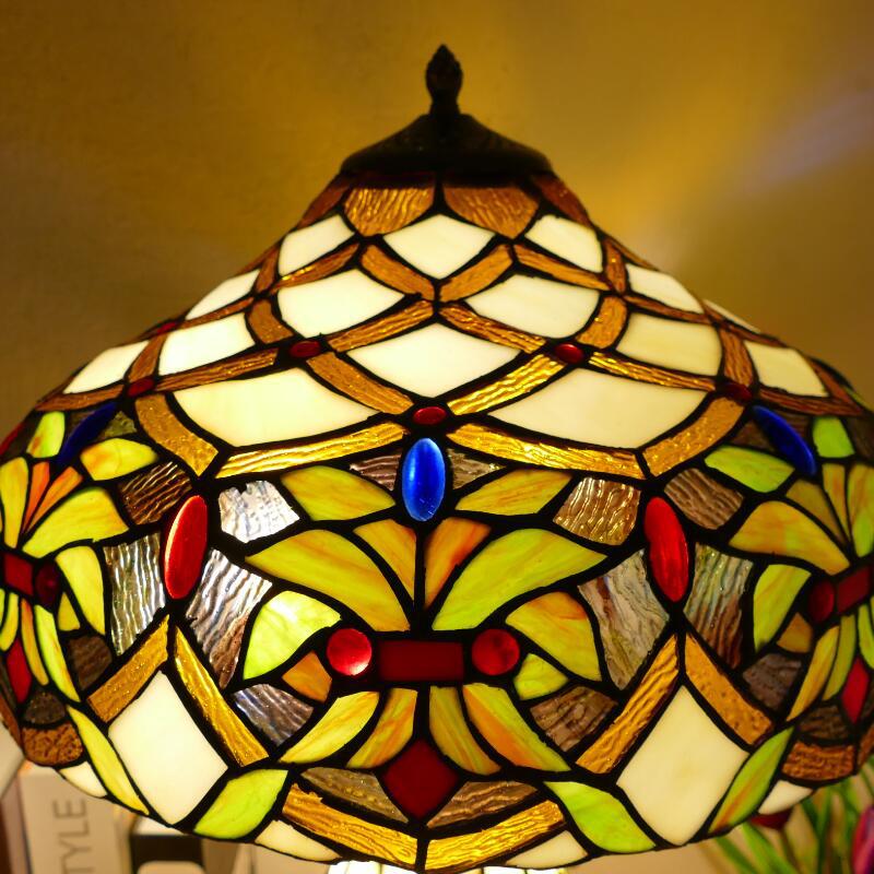 Traditional Tiffany Baroque Umbrella Resin Stained Glass 3-Light Table Lamp For Bedroom