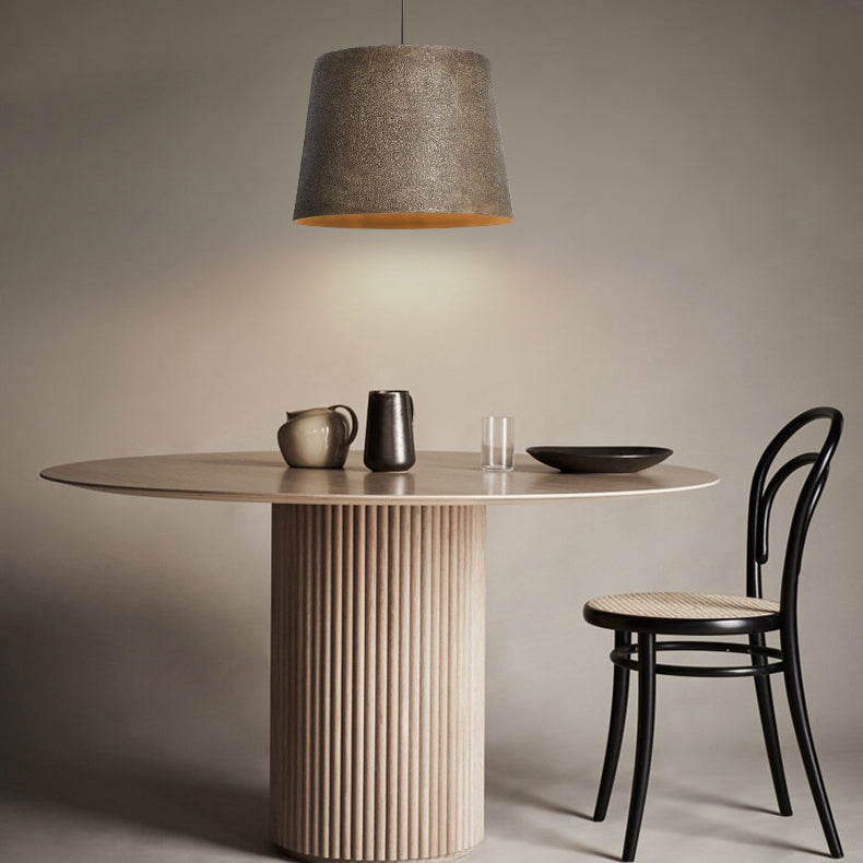 Lustre Suspendu Traditionnel Vintage Cône Rond Trapézoïdal en Acier à 1 Lumière pour Salon 
