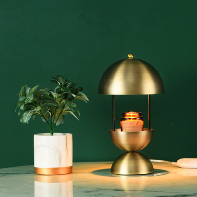 Industrial Brass Color Dome Metal 1-Light Melting Wax Table Lamp