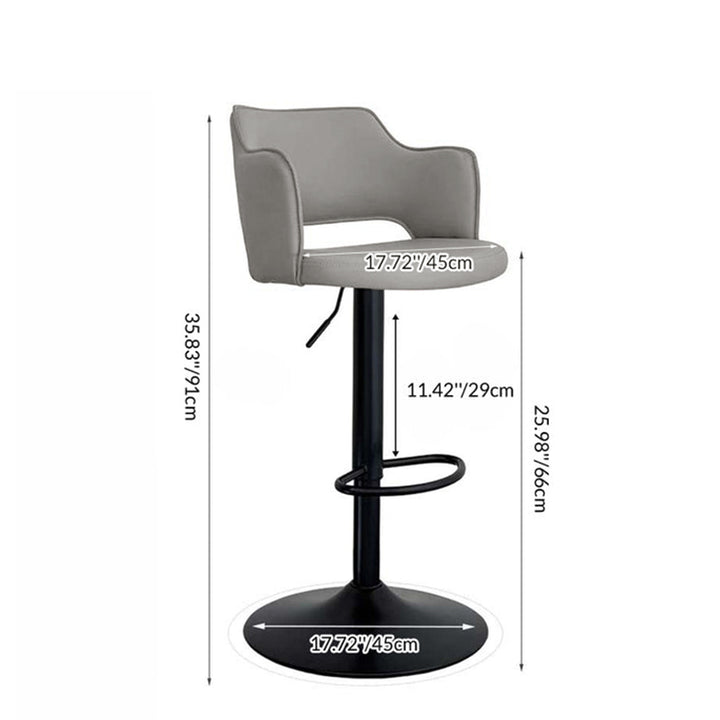 Contemporary Scandinavian Silicone Rubber Leather Iron Curved Round Bar Stool With Backrest Armrests For Dining Room