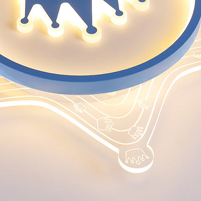 Moderne Art Deco Crown Runde Pentagon Acryl Eisen LED Unterputz Deckenleuchte für Wohnzimmer 