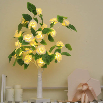 Christmas Decorative Plastic Tree Light Rose Decorative LED Table Lamp