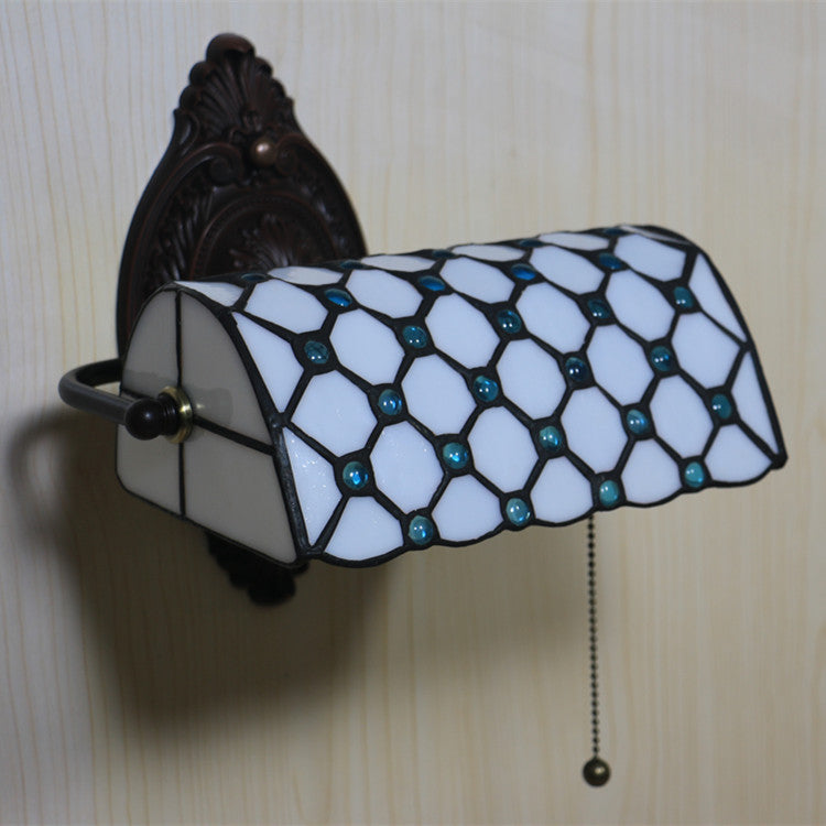 Tiffany Lucite Beads Stained Glass 1-Light Wall Sconce Lamp