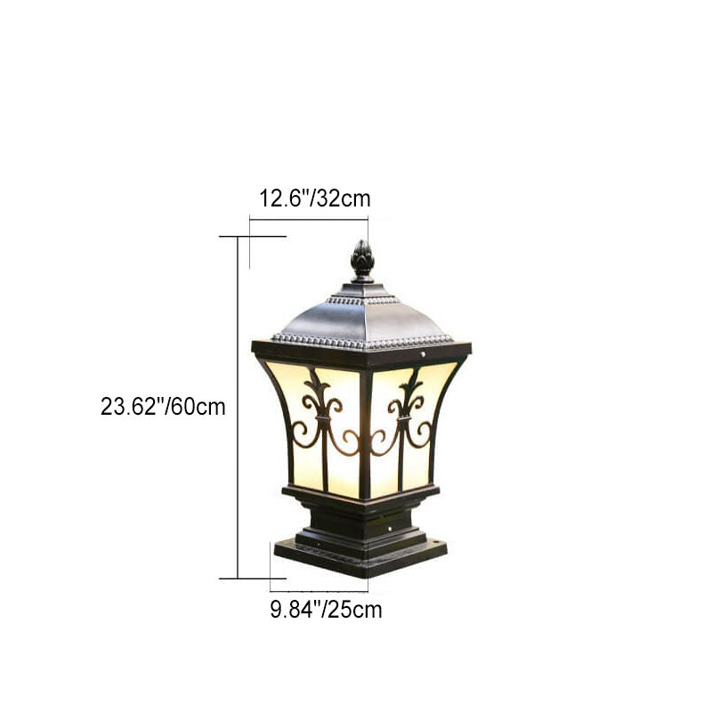 Lampe frontale de colonne extérieure solaire de patio imperméable vintage moderne 