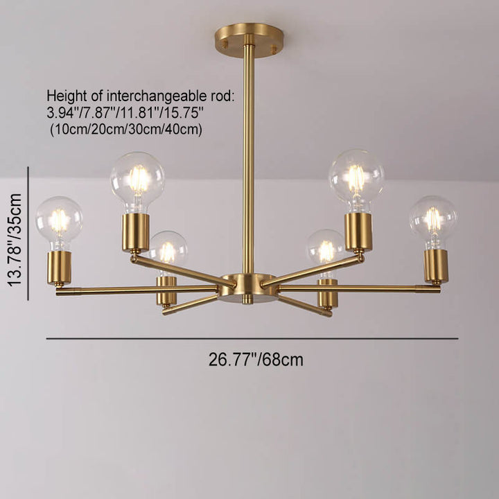 Contemporary Nordic Copper Branch Design 3/4/6/8/10-Light Chandelier For Living Room