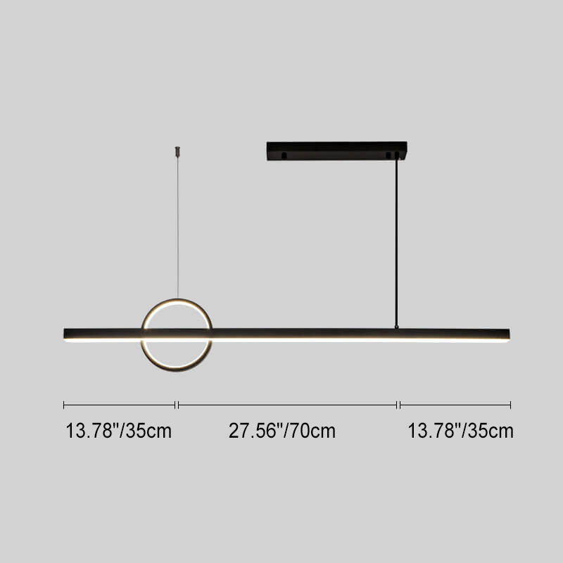 Lámpara colgante LED para isla de cocina de acrílico y cobre con diseño moderno minimalista de líneas y círculos para sala de estar 