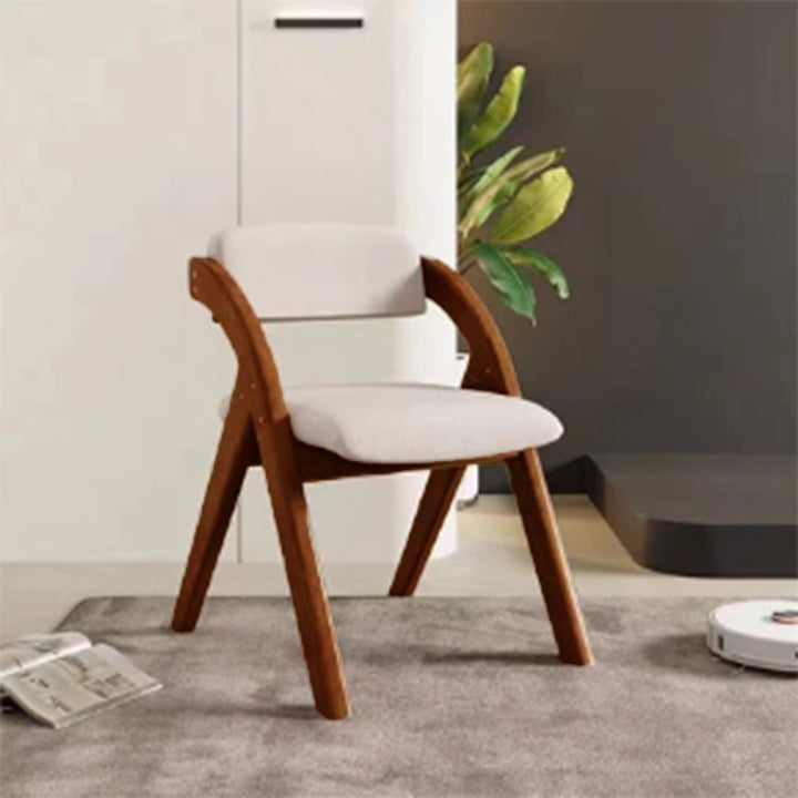 Moderner minimalistischer quadratischer Polsterstuhl aus Massivholz &amp; Sperrholz mit Stoff und Schaumstoff, klappbarer Rückenlehne und Armlehnen für das Esszimmer 