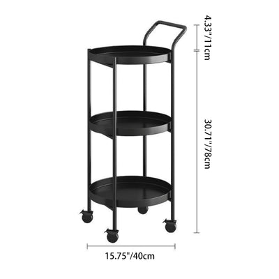 Contemporary Minimalist Round Iron Movable Side Table With Armrest 2/3-Tier For Living Room