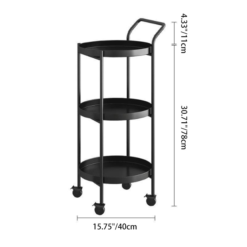 Contemporary Minimalist Round Iron Movable Side Table With Armrest 2/3-Tier For Living Room