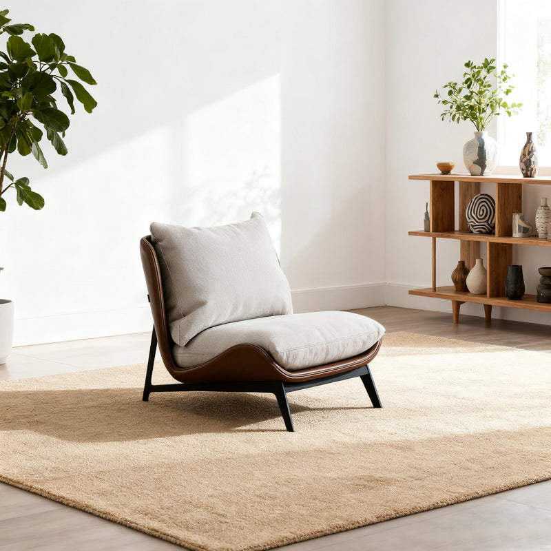 Contemporary Scandinavian Faux Leather Carbon Steel Latex Cotton Sofa For Living Room