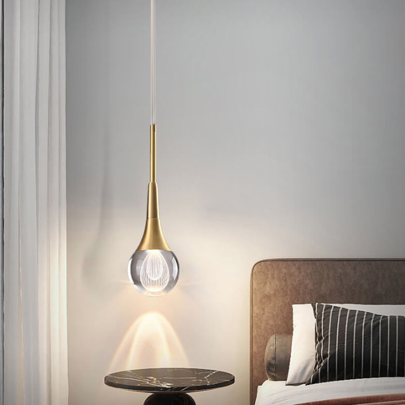 Modern Luxury Glass Brass Teardrop LED Pendant Light For Living Room &amp; Bedroom