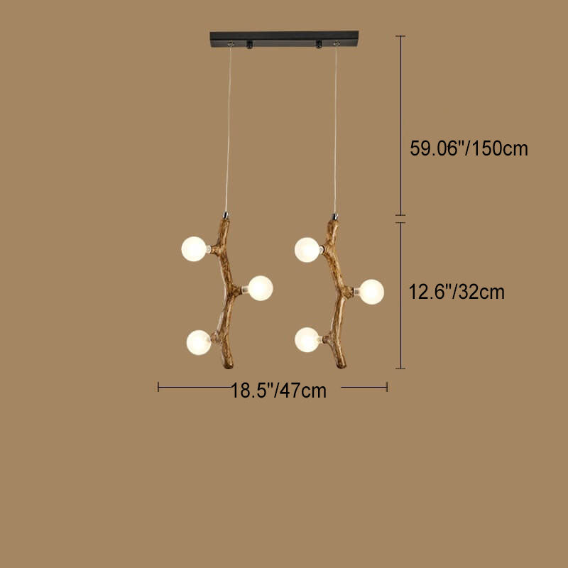 Scandinavian Modern Decorative Tree Branch Hardware Glass 3/5/6/9/15/30 Light Island Light Chandelier