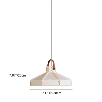Lustre suspendu contemporain industriel rond cylindrique trapézoïdal en fer à 1 lumière pour salon 