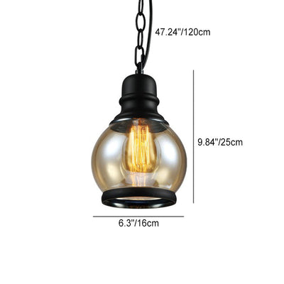 Zeitgenössische industrielle Glaskürbis-förmige 1-Licht-Pendelleuchte für Esszimmer 
