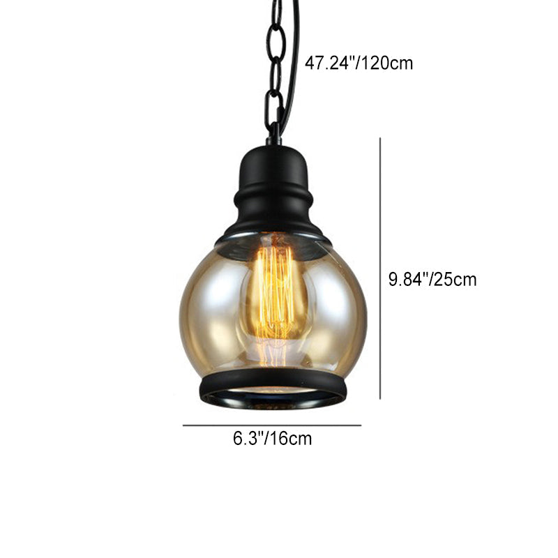 Zeitgenössische industrielle Glaskürbis-förmige 1-Licht-Pendelleuchte für Esszimmer 