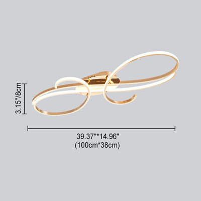 Moderne minimalistische gebogene Linie Eisen Aluminium Silikon LED Halbbündige Deckenleuchte für Wohnzimmer 