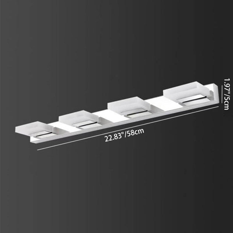 Lámpara de pared frontal de espejo de tocador de baño LED cuadrada de acero inoxidable acrílico simple nórdico 